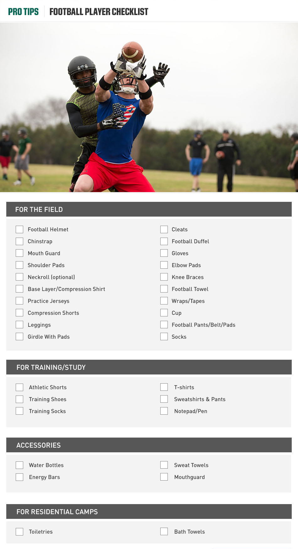 Checklist For Football Camp Pro Tips By Dick S Sporting Goods
