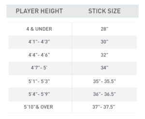 Size Hockey Stick Chart