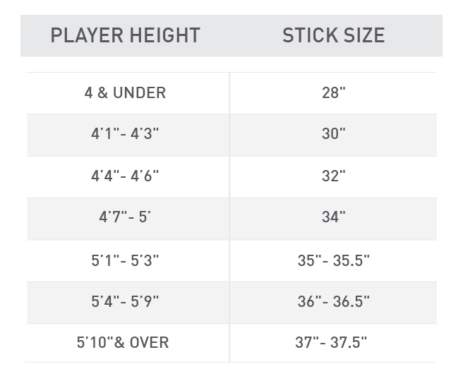 Field Hockey Size Chart