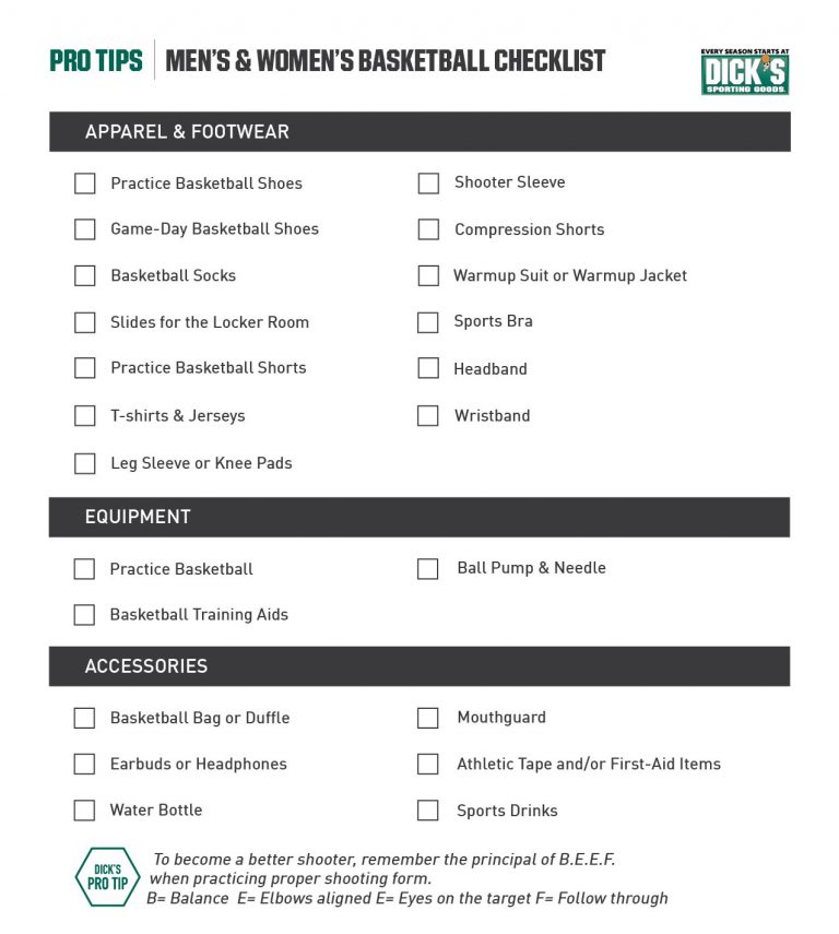 Basketball Checklist PRO TIPS By DICK'S Sporting Goods