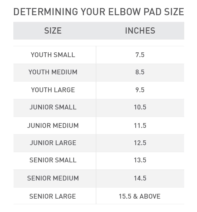 elbow pad hockey size