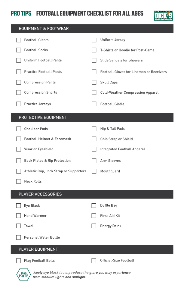football-equipment-checklist