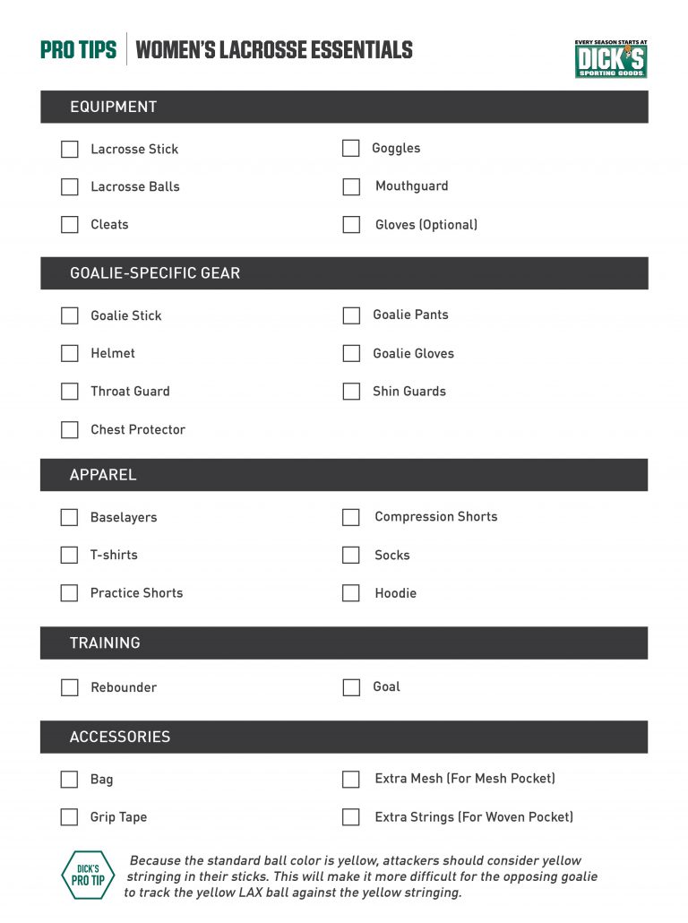 Women's Lacrosse Checklist PRO TIPS By DICK'S Sporting Goods