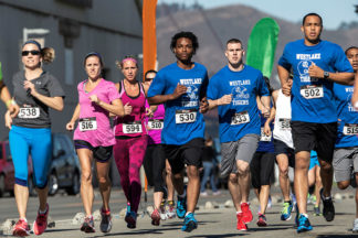 A group running in a marathon.