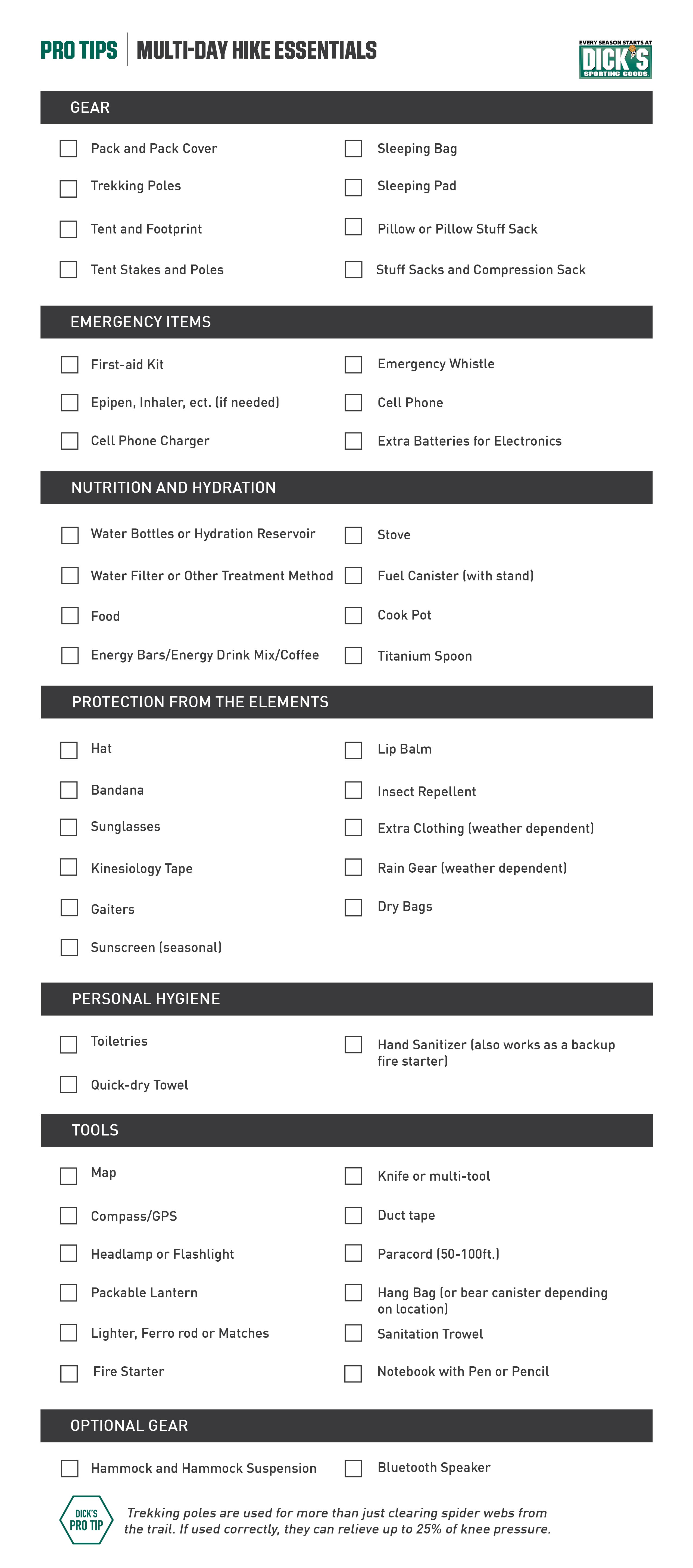 Hiking essentials clearance checklist