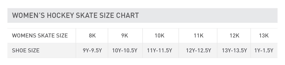 women's shoe size to hockey skates