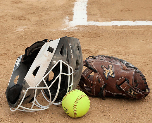 softball bat glove and ball