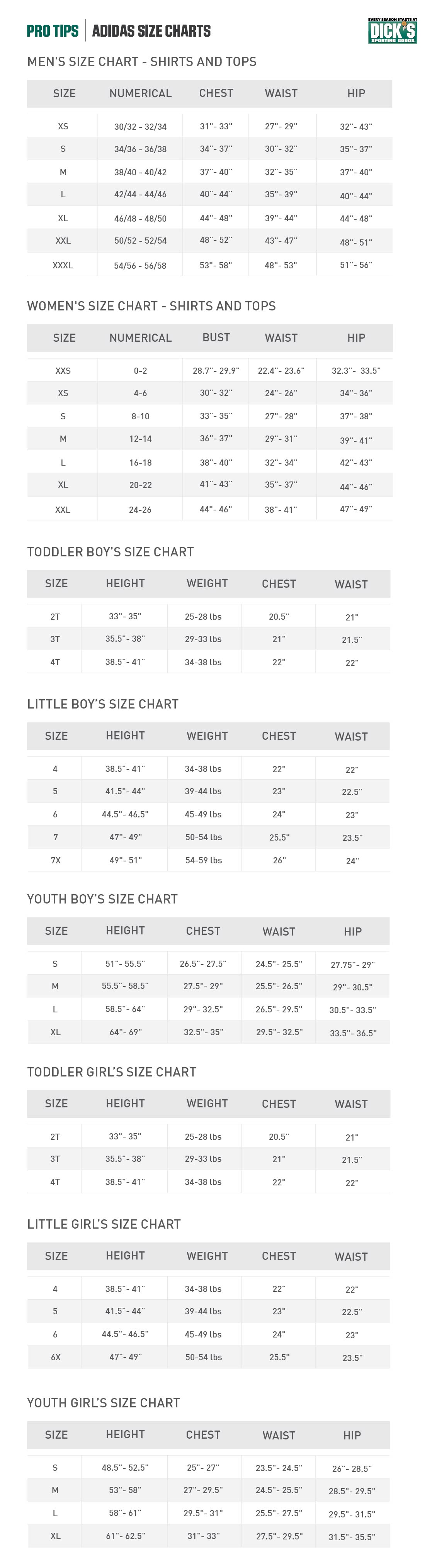 Adidas Apparel Size Chart Pro Tips By Dick S Sporting Goods