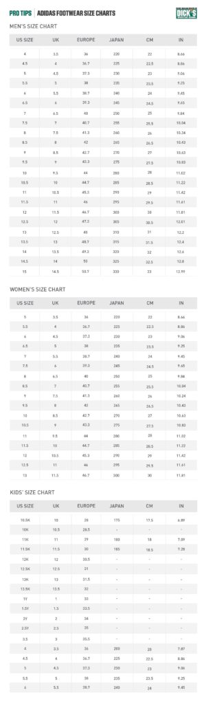 us shoe size chart adidas