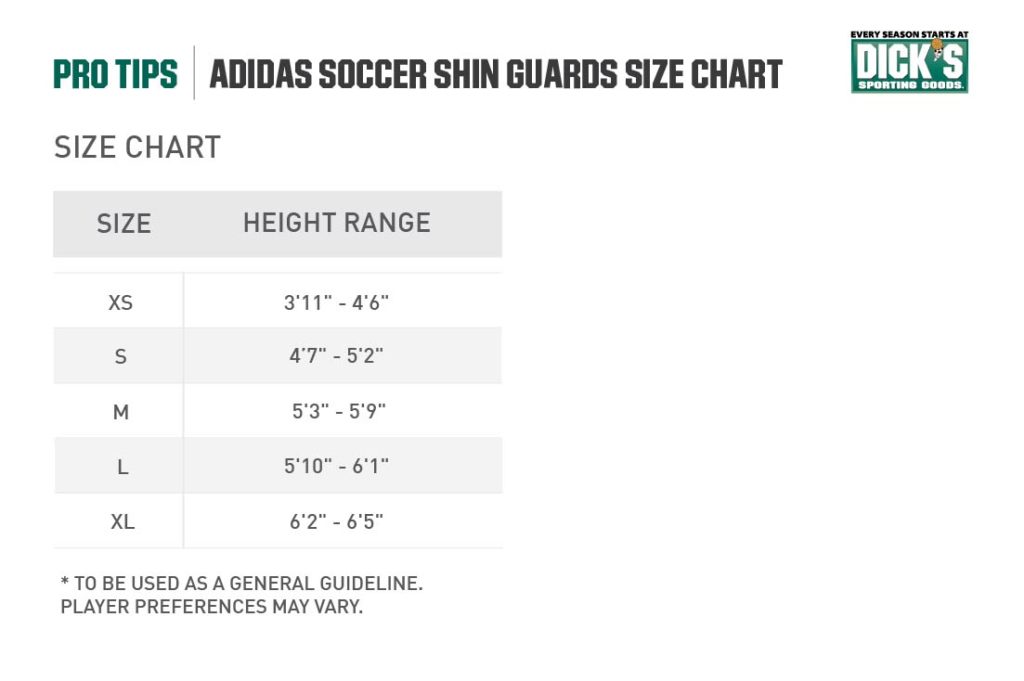 adidas® Soccer Shin Guards Size Chart PRO TIPS by DICK'S Sporting Goods