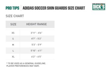 adidas taekwondo shin guard size chart