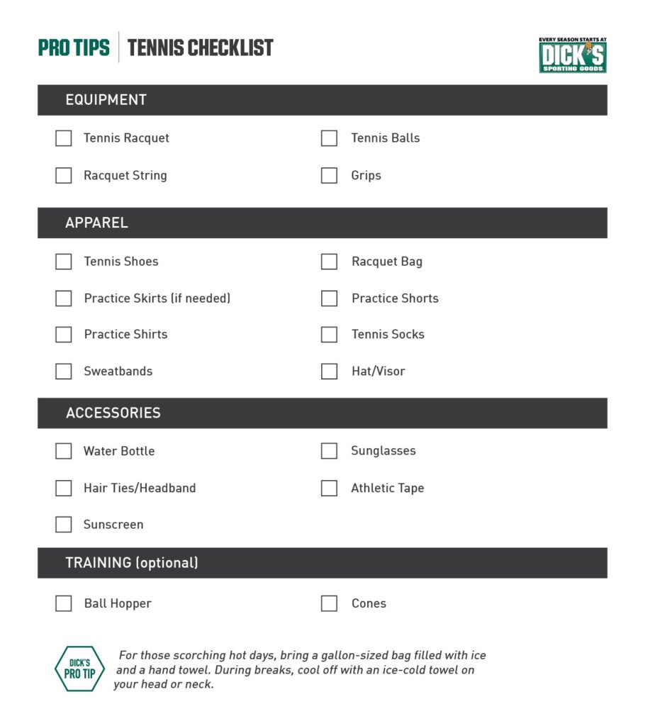 The Pro Tips Tennis Checklist PRO TIPS by DICK'S Sporting Goods