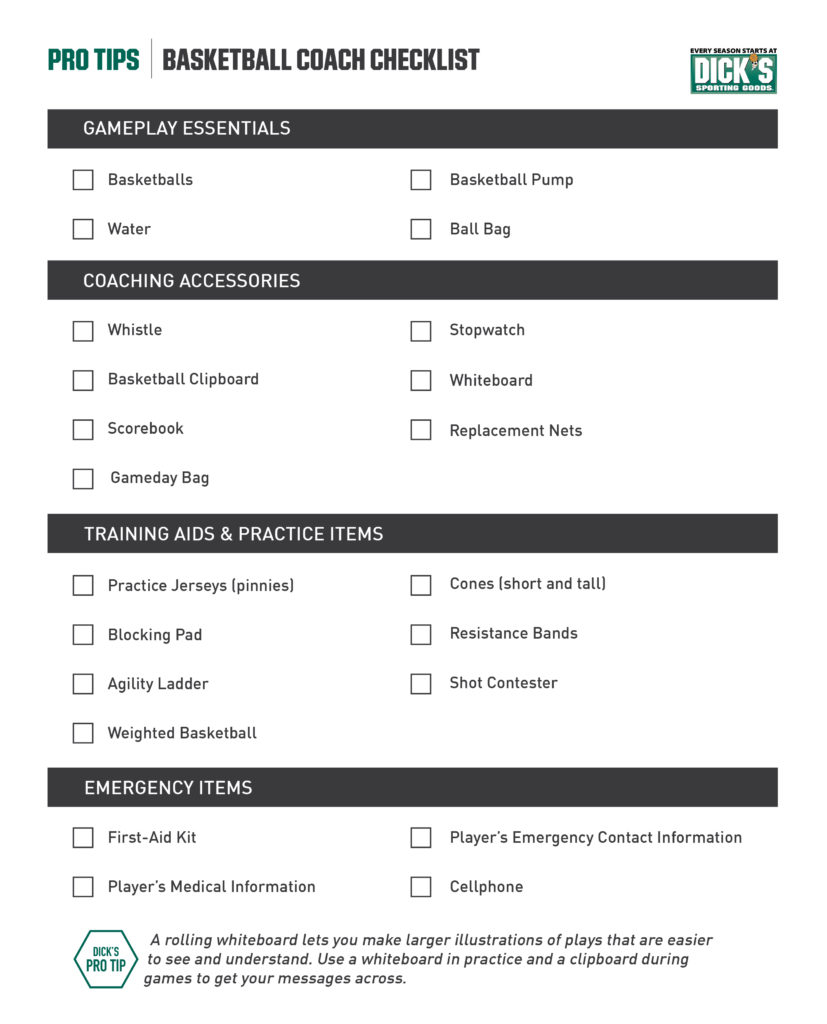 Basketball Coach Checklist PRO TIPS by DICK'S Sporting Goods