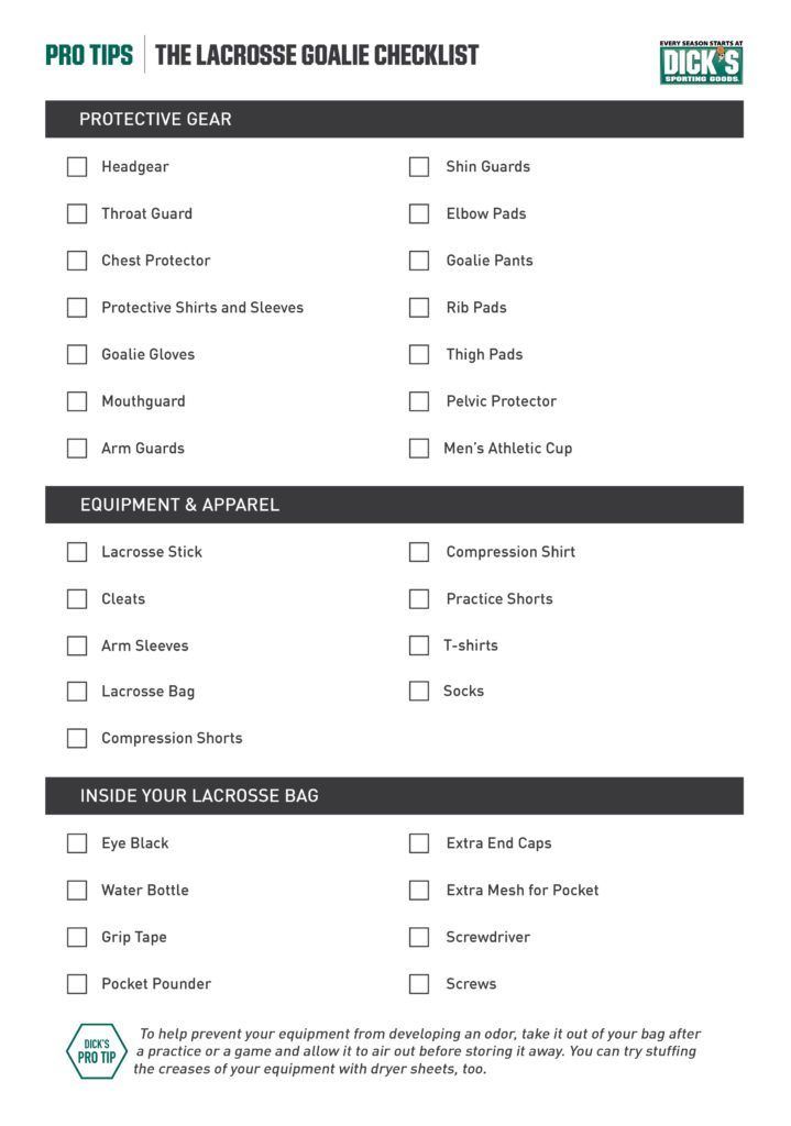 The Lacrosse Goalie Checklist PRO TIPS by DICK'S Sporting Goods