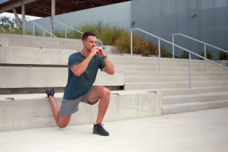 man doing bench or step workout