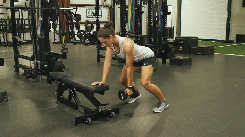 Woman Doing Row With One Dumbbell